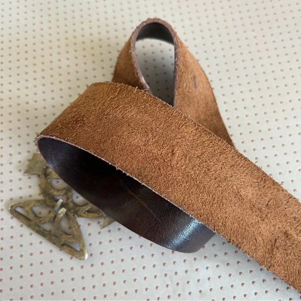 Brown Leather Belt with Fish Buckle